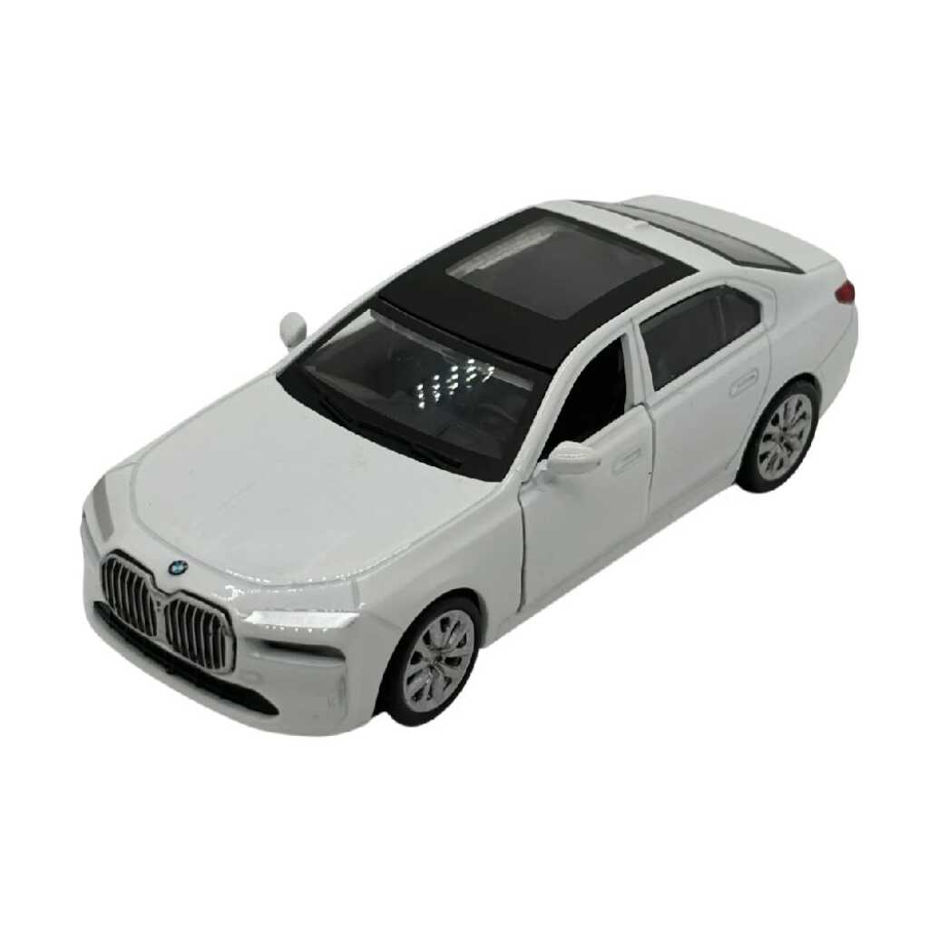 Macheta BMW Seria 7 alb 1:34 replica metal usi deschise cu resort