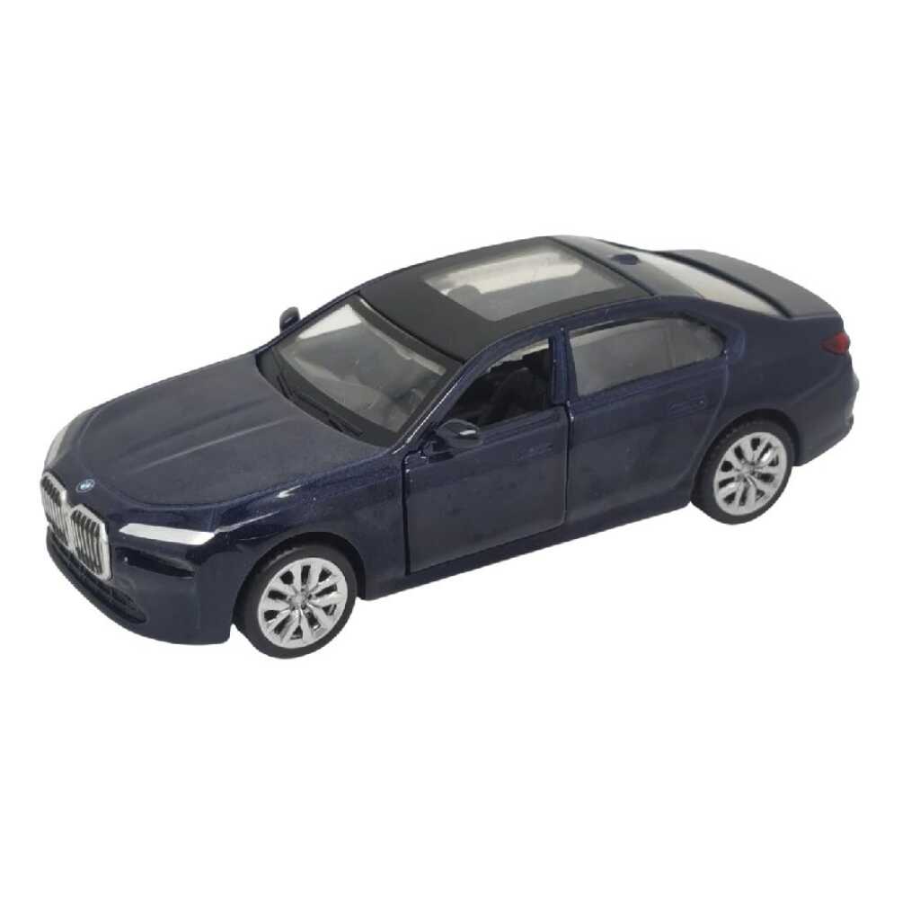Macheta BMW Seria 7 albastru 1:34 replica metal usi deschise cu resort