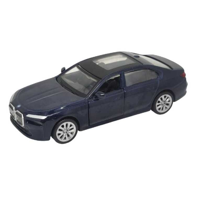 Macheta BMW Seria 7 albastru 1:34 replica metal usi deschise cu resort