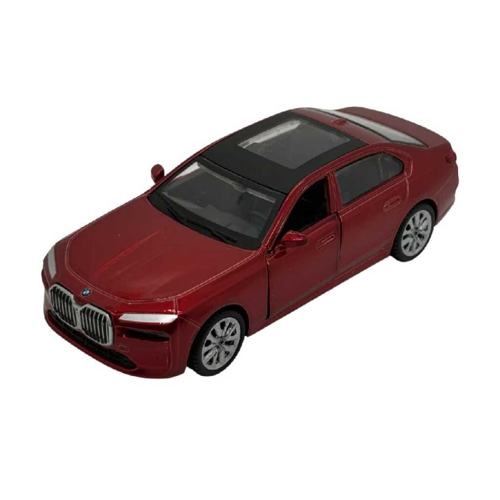 Macheta BMW Seria 7 rosu 1:34 replica metal usi deschise cu resort