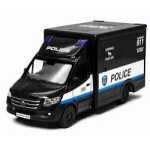 Macheta Mercedes Sprinter Police negru 1:46 replica metal Welly usi deschise cu resort