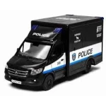 Macheta Mercedes Sprinter Police negru 1:46 replica metal Welly usi deschise cu resort