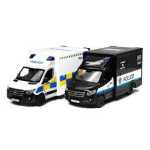 Macheta Mercedes Sprinter Police negru 1:46 replica metal Welly usi deschise cu resort - imagine 8