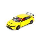 Macheta Honda Civic Type R galbena Welly 1:34 replica metal usi deschise cu resort - imagine 3