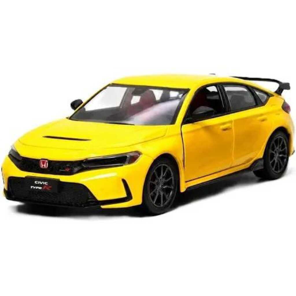 Macheta Honda Civic Type R galbena Welly 1:34 replica metal usi deschise cu resort
