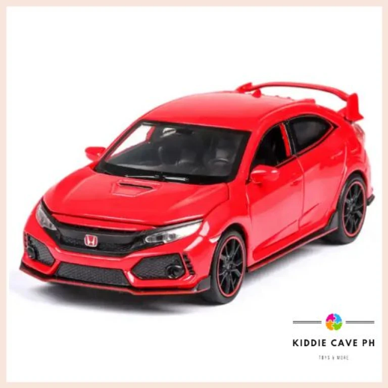 Macheta Honda Civic Type R rosu Welly 1:32 replica metal usi capota si portbagaj deschise cu resort