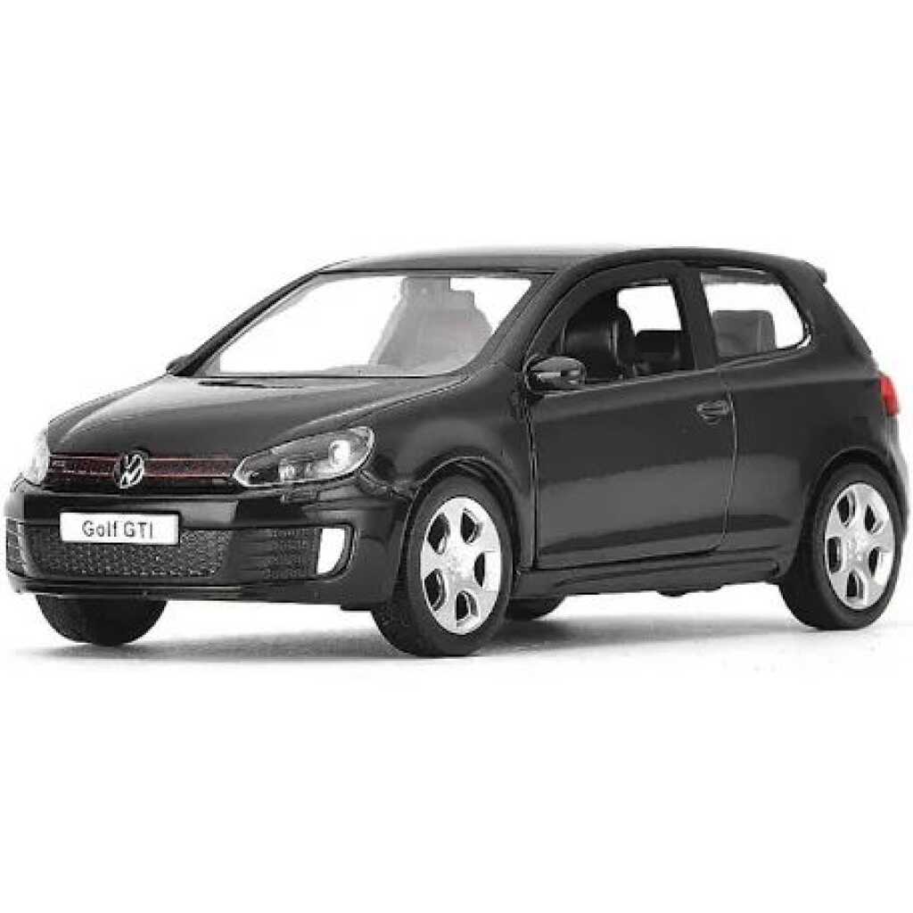 Macheta Volkswagen Golf GTI neagru replica metal cu usi deschise si mecanism pull back fara cutie proprie