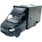 Macheta Mercedes Sprinter neagra duba transport replica metal cu usi deschise si mecanism pull back fara cutie proprie