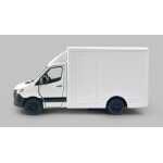 Macheta Mercedes Sprinter alb duba transport replica metal cu usi fata si usi spate deschise mecanism pull back fara cutie proprie - imagine 6