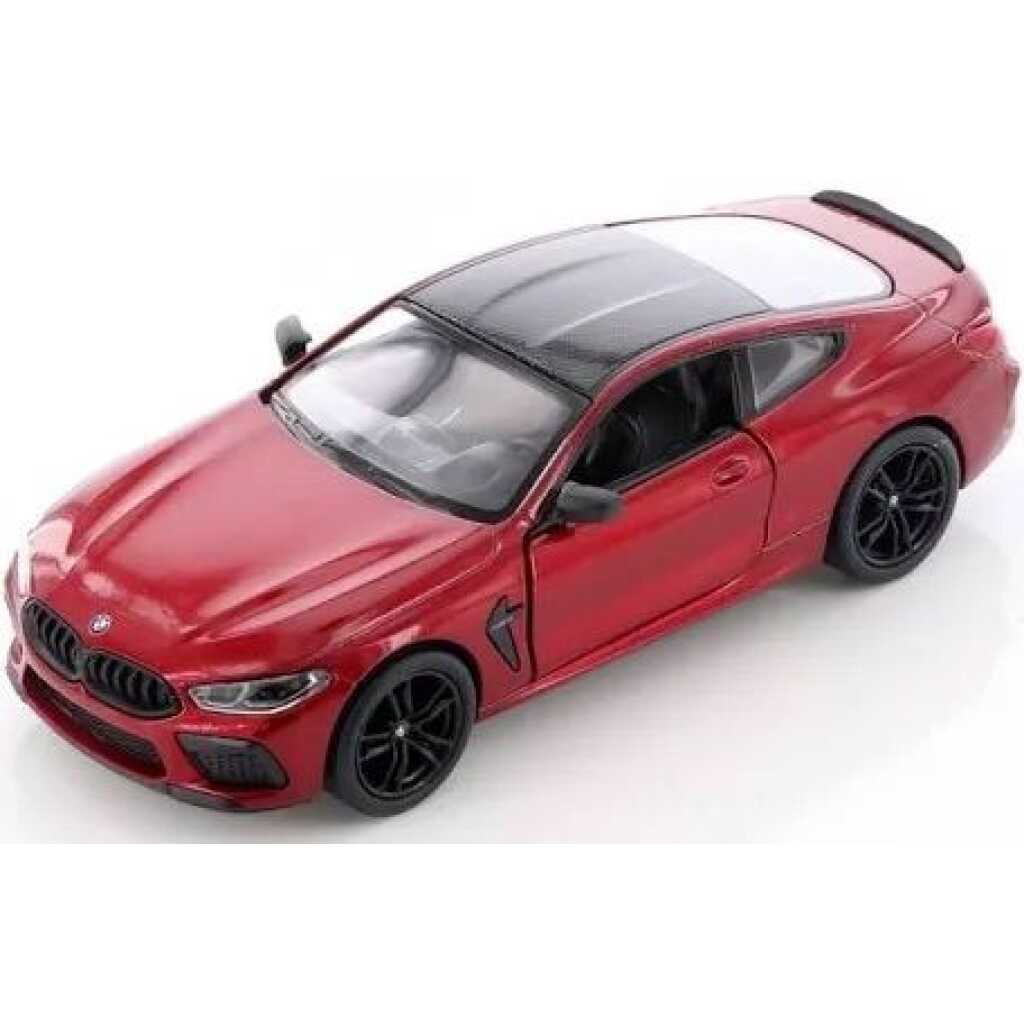 Macheta BMW M8 Coupe rosu 1:36 replica metal cu usi deschise si mecanism pull back fara cutie proprie