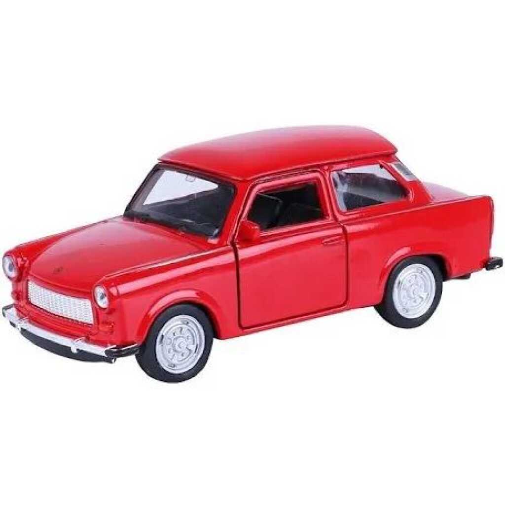Macheta Trabant 601 rosu 1:34 Welly metal cu usi deschise si mecanism pull back