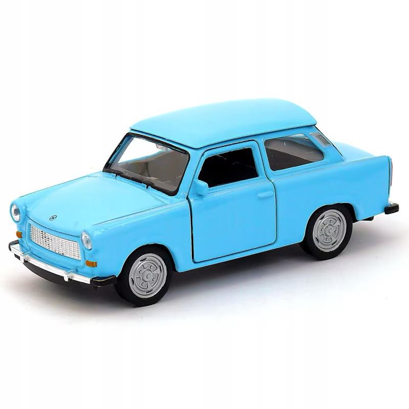 WhatsApp Image 2026-06-21 at 20.37.37 Macheta Trabant 601 1:34 Welly albastra replica metal cu usi deschise si mecanism pull back fara cutie proprie