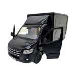 Macheta Mercedes Sprinter neagra duba transport replica metal cu usi deschise si mecanism pull back fara cutie proprie - imagine 9