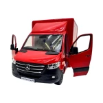 Macheta Mercedes Sprinter rosie duba transport replica metal cu usi fata si usi spate deschise mecanism pull back fara cutie proprie - imagine 5