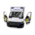 Macheta Mercedes Sprinter Police alb 1:46 replica metal Welly usi deschise cu resort - imagine 6