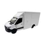 Macheta Mercedes Sprinter alb duba transport replica metal cu usi fata si usi spate deschise mecanism pull back fara cutie proprie