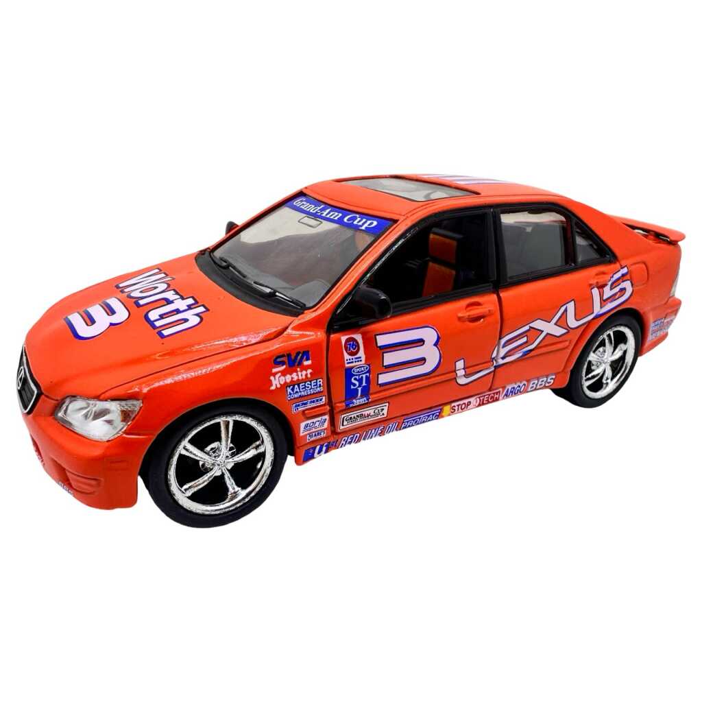 Macheta Lexus portocalie racing cu usi deschise si mecanism pull back fara cutie proprie