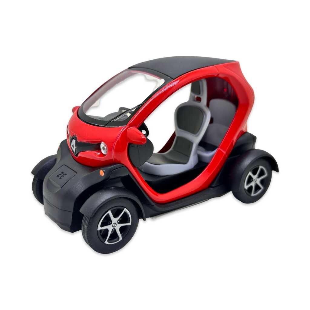 Macheta Renault Twizy rosie replica metal cu usi deschise si mecanism pull back fara cutie proprie