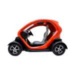 Macheta Renault Twizy portocalie replica metal cu usi deschise si mecanism pull back fara cutie proprie - imagine 5