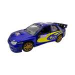Macheta Subaru Impreza WRX STI albastra rally cu usi deschise si mecanism pull back fara cutie proprie
