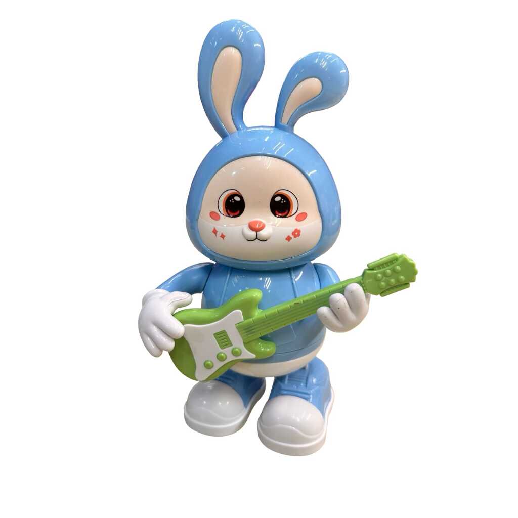 Iepuras muzical cu chitara Rabbit Guitarist albastru cu lumini si melodii