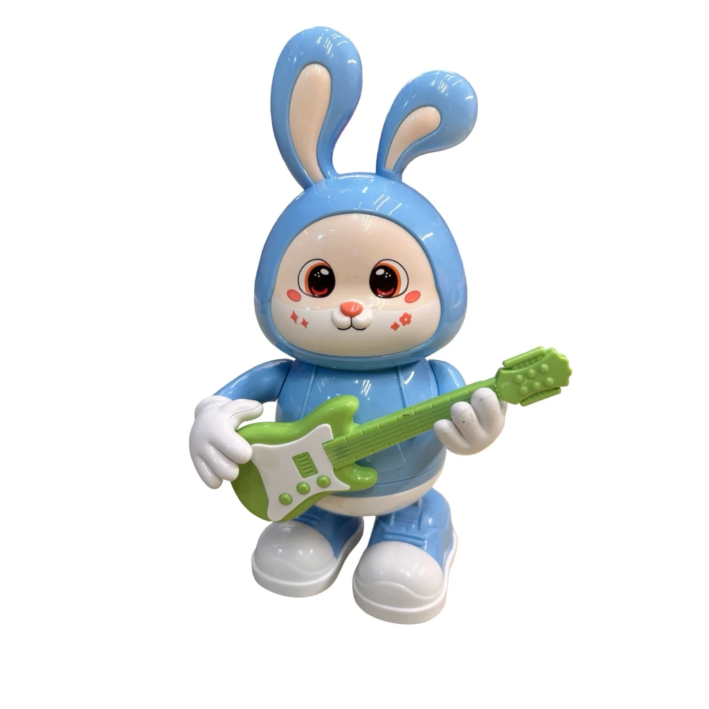 Iepuras muzical cu chitara Rabbit Guitarist albastru cu lumini si melodii
