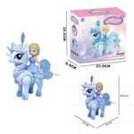 Set printesa cu unicorn albastru mergator cu lumini si melodii