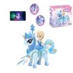 Set printesa cu unicorn albastru mergator cu lumini si melodii - imagine 5