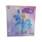 Set printesa cu unicorn albastru mergator cu lumini si melodii - imagine 6