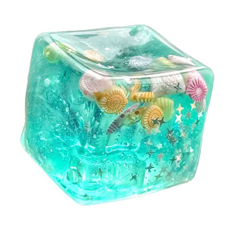 Cub Fidget NeeDoh Squishy cu Scoici Jucarie Senzoriala 5.5 cm Turcoaz