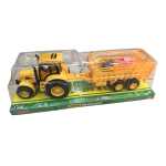 Tractor galben din plastic cu remorca