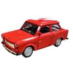 Macheta Trabant 601 rosu 1:34 Welly metal cu usi deschise si mecanism pull back - imagine 4