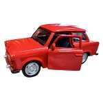 Macheta Trabant 601 rosu 1:34 Welly metal cu usi deschise si mecanism pull back - imagine 2