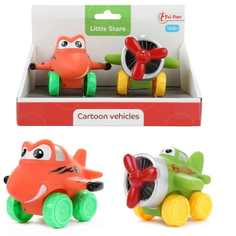 Jucarii pentru Bebelusi Set 2 Avioane Animate din Material Moale Toi-Toys Little Stars