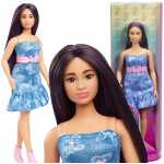 Papusa Barbie Fashionistas Originala Mattel Jucarie pentru Fete cu Rochie Denim Floral