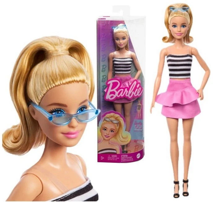 mattel-barbie-fashionistas-doll-with-striped-top-10-5x32-5cm Papusa Barbie Fashionistas Originala Mattel Jucarie pentru Fete cu Ochelari de Soare