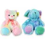 Jucarie de plus Ursulet curcubeu cu papion piersica 54 cm - imagine 2