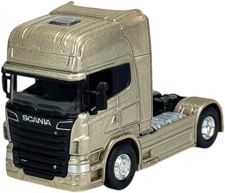 Macheta camion Scania v8 r730 cap tractor cu doua axe scara 1/64 auriu Macheta camion Scania v8 r730 cap tractor cu doua axe scara 1/64 auriu - imagine 1
