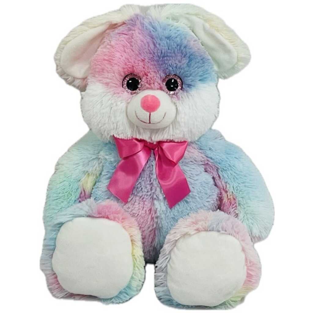 Jucarie de plus Sunkid Iepuras multicolor in nuante pastel 54 cm