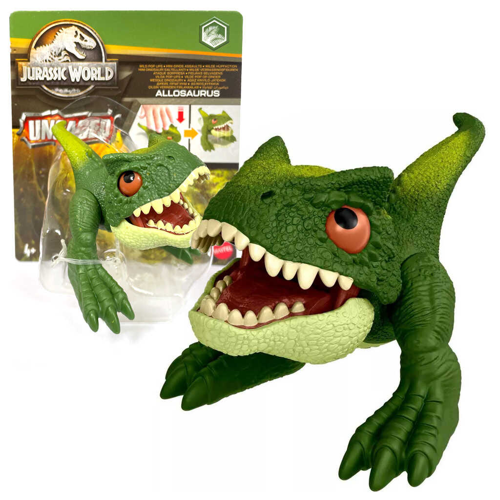 Figurina pui de dinozaur care musca Allosaurus Jurassic World Uncaged Mattel