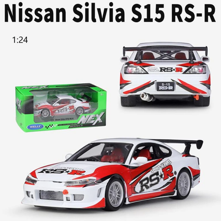 Macheta Nissan s-15 rs-r scara 1/24 alb si rosu