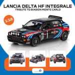 Macheta Lancia Delta integrale. tri. to biason a. sacco monte carlo scara 1/18 negru rosu si albastru - imagine 6