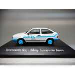Macheta Volkswagen gol sabesp saneamento basico scara 1/43 alb si albastru - imagine 6