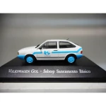 Macheta Volkswagen gol sabesp saneamento basico scara 1/43 alb si albastru - imagine 6