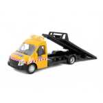 Macheta Transportor auto cu platforma si 2017 subaru wrx sti scara 1/43 portocaliu si albastru - imagine 3
