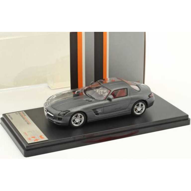 Macheta Mercedes benz sls amg 2011 editie limitata matt grey cu elemente transparente si interior rosu scara 1/43