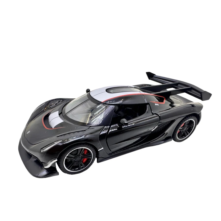 Macheta Auto Koenigsegg Jesko Attack Negru 1:32 Metal Die-Cast cu Lumini si Sunete