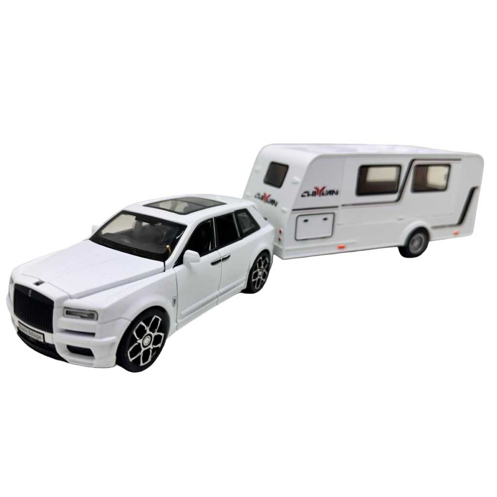 Macheta Auto Rolls-Royce Cullinan alb cu Rulota 1:32 Metal Die-Cast Lumini si Sunete