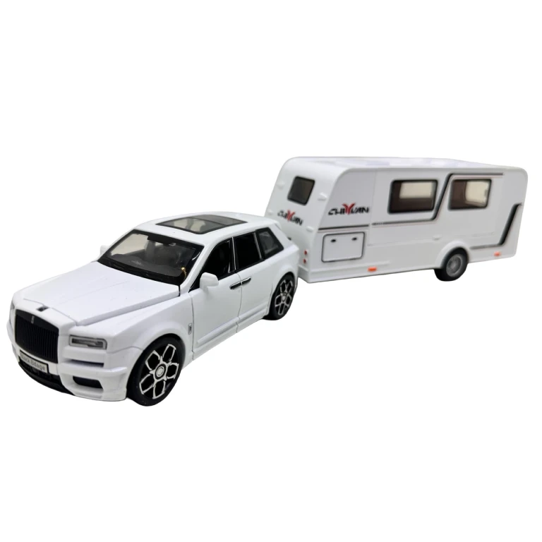 Macheta Auto Rolls-Royce Cullinan alb cu Rulota 1:32 Metal Die-Cast Lumini si Sunete