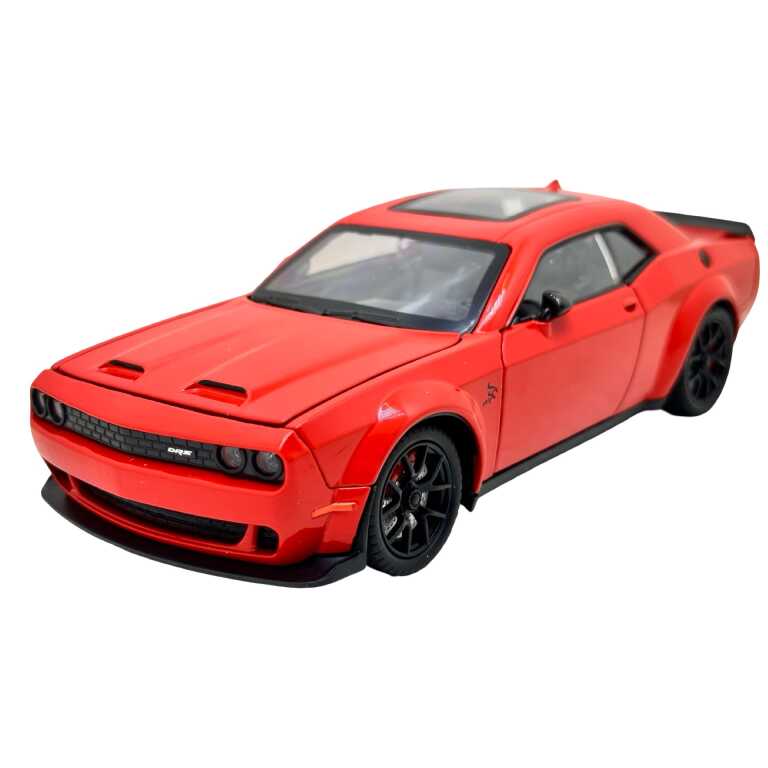 Macheta Auto Dodge Challenger SRT Hellcat Rosu 1:24 Metal Die-Cast cu Lumini si Sunete